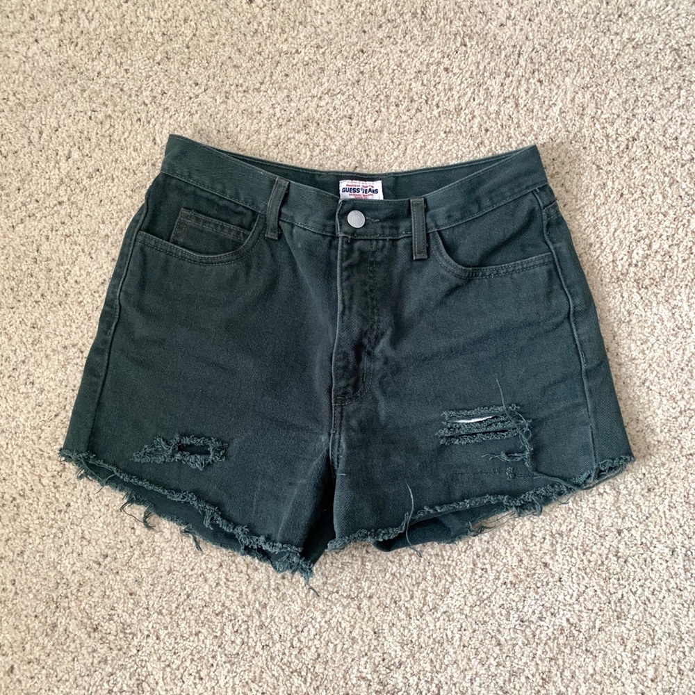 Guess Forest Green Distressed Short